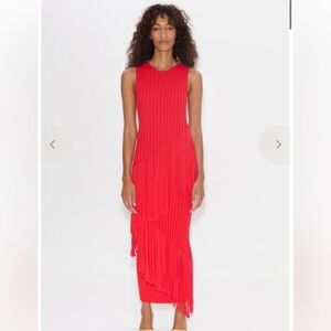 Simon Miller Spiral Knit Fringe Dress, Maxi, Red